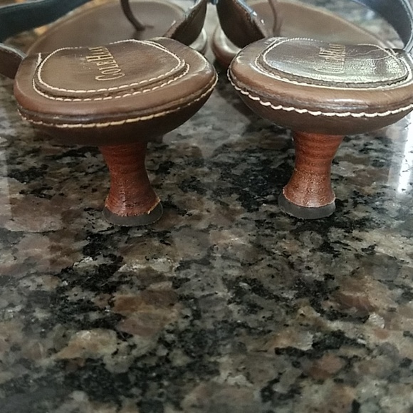 Cole Haan Brown Kitten Heel Sandles - Picture 3 of 7